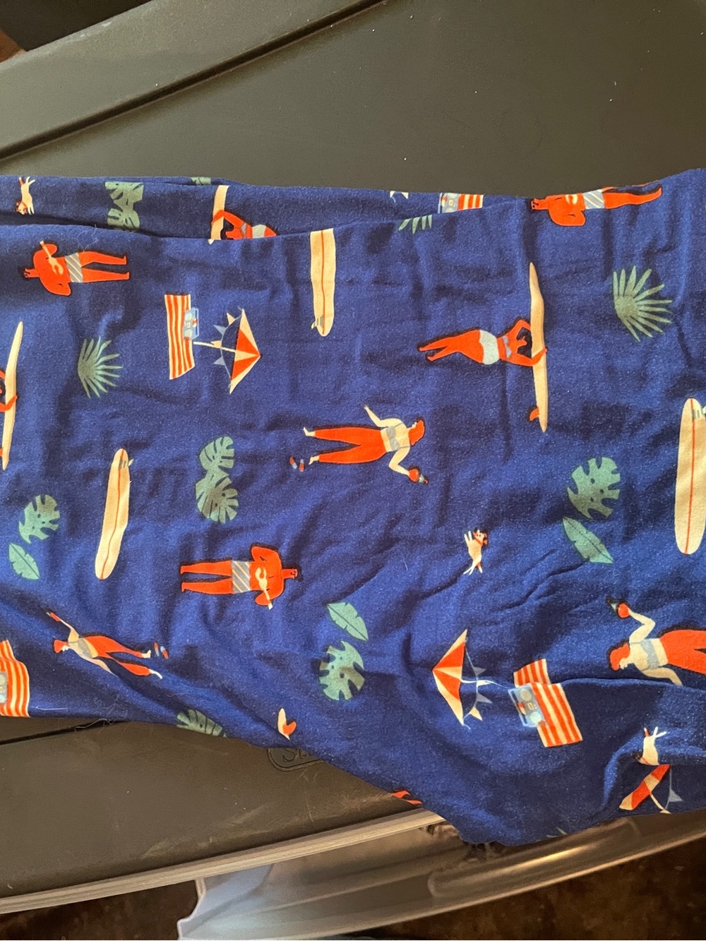 LuLaRoe Navy Blue Beach Print Leggings TC 2